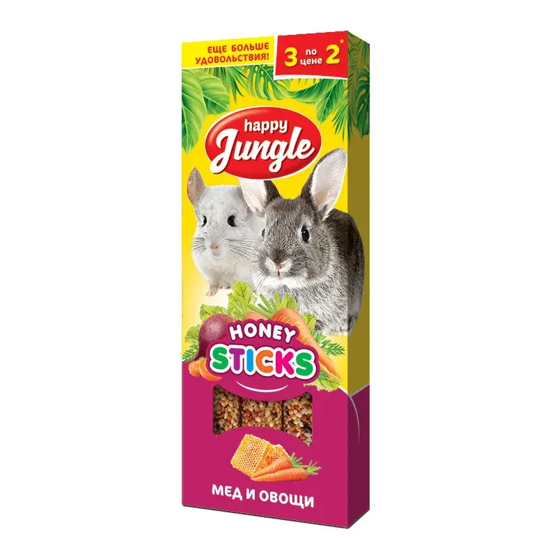 Happy Jungle (Хэппи Джангл) Лакомство для грызунов, мёд и овощи