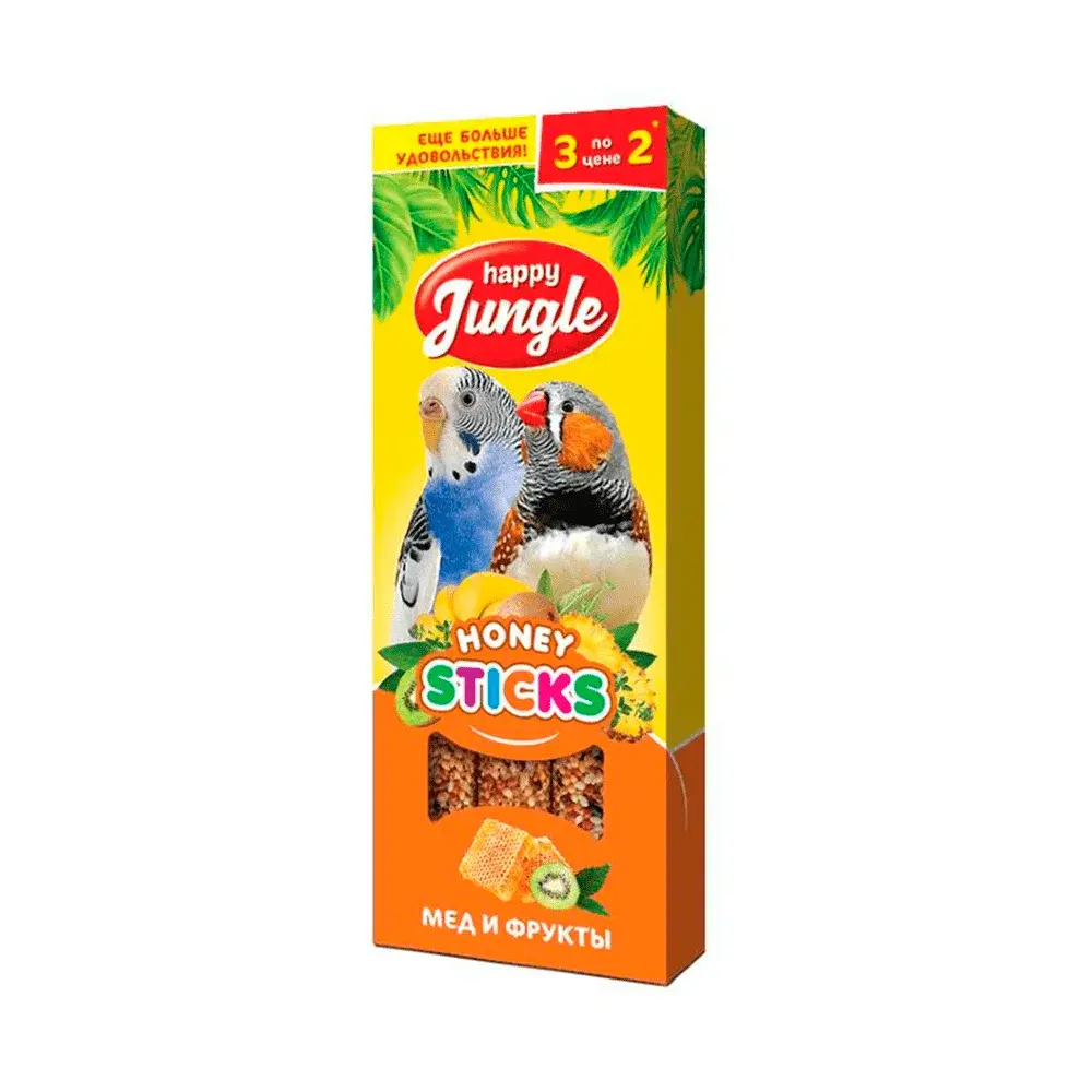 Happy Jungle Медовые палочки для попугаев Мёд и ягоды