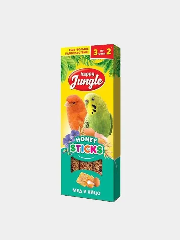 Happy Jungle (Хэппи Джангл) Медовые палочки для попугаев Мёд и яйцо