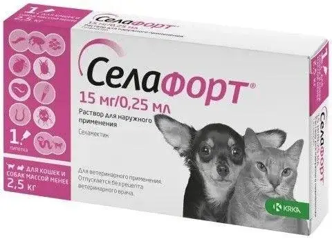 Селафорт Капли от блох, клещей и паразитов для собак 2,6 - 5 кг