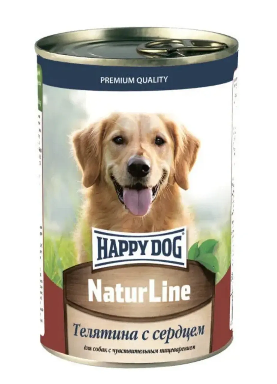HAPPY DOG Консервы для собак, телятина с сердцем, 410 г