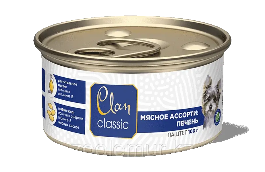 Clan Classic консервы для собак, Мясное ассорти с печенью, 100 гр Код: 130.4.027