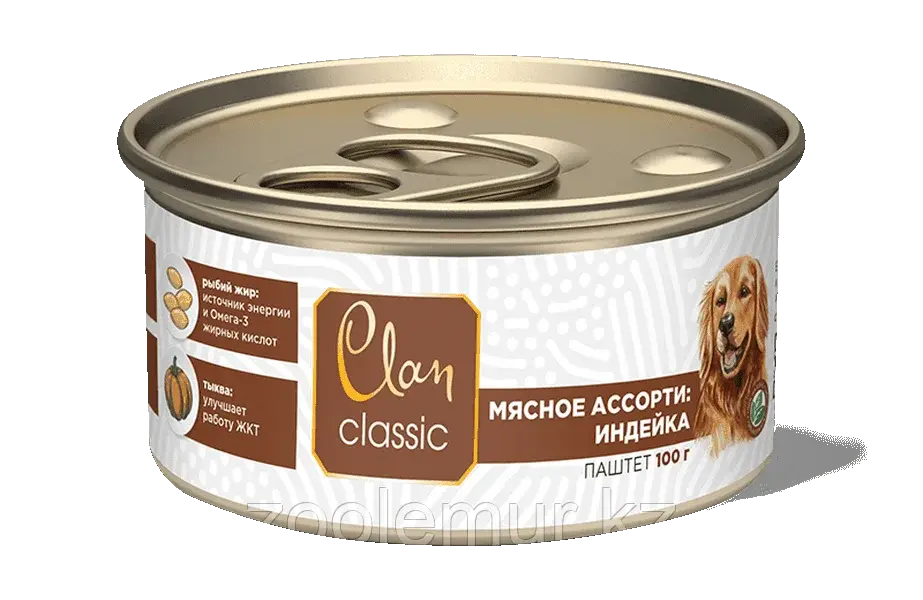 Clan Classic консервы для собак, Мясное ассорти с индейкой, 100 гр