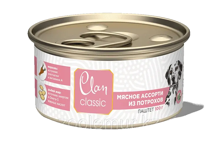 Clan Classic консервы для собак, Мясное ассорти с потрошками, 100 гр