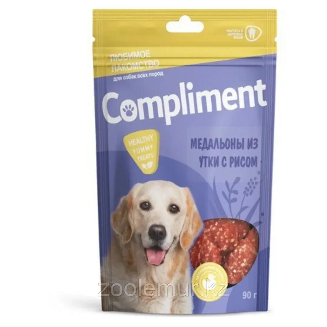 COMPLIMENT Лакомство для собак всех пород Медальоны из утки с рисом , 90 гр Код: 140.3151