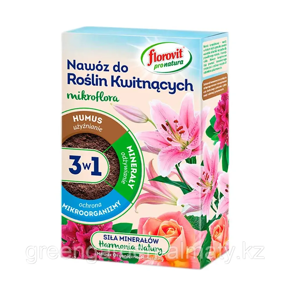 FLOROVIT Удобрение 3в1 минеральное для цветущих растений Pro Natura Mikroflora, 1кг