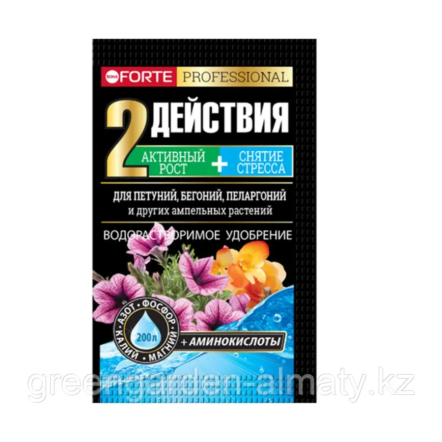 Bona Forte Удобрение водорастворимое для Петуний, Бегоний, Пеларгоний с аминокислотами, 100г
