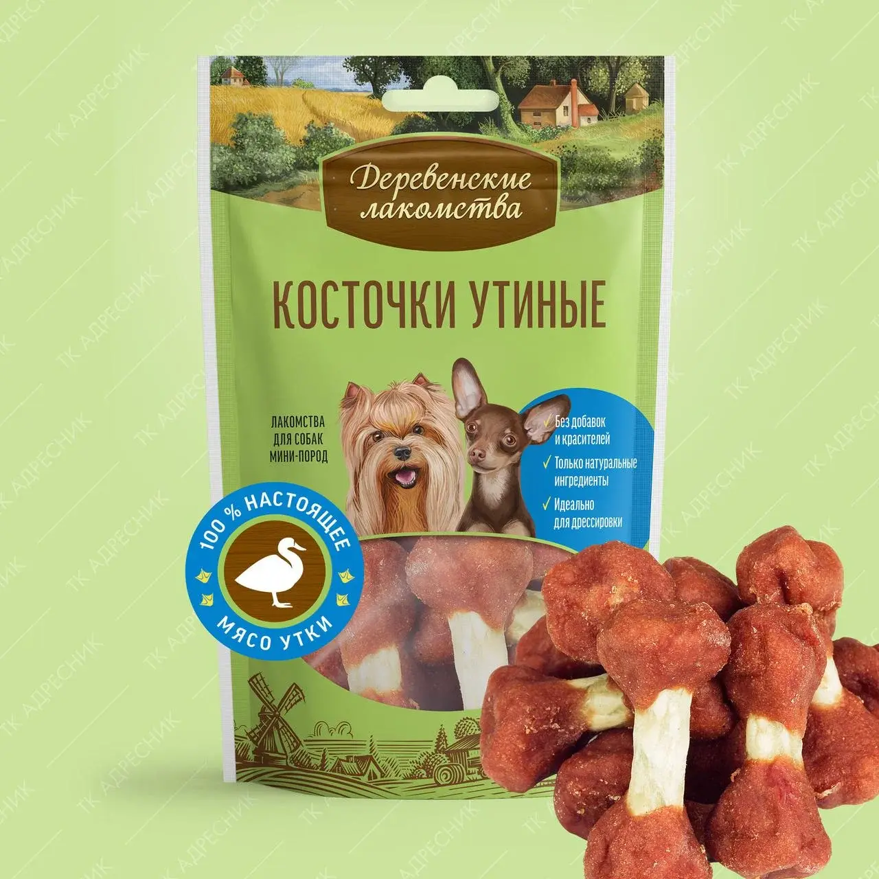 Деревенские лакомства для щенков Уши кроличьи с мясом цыпленка, 90 г