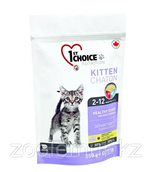 1st Choice «Здоровый старт» для котят от 2 до 12 месяцев, на основе курицы 350 гр.