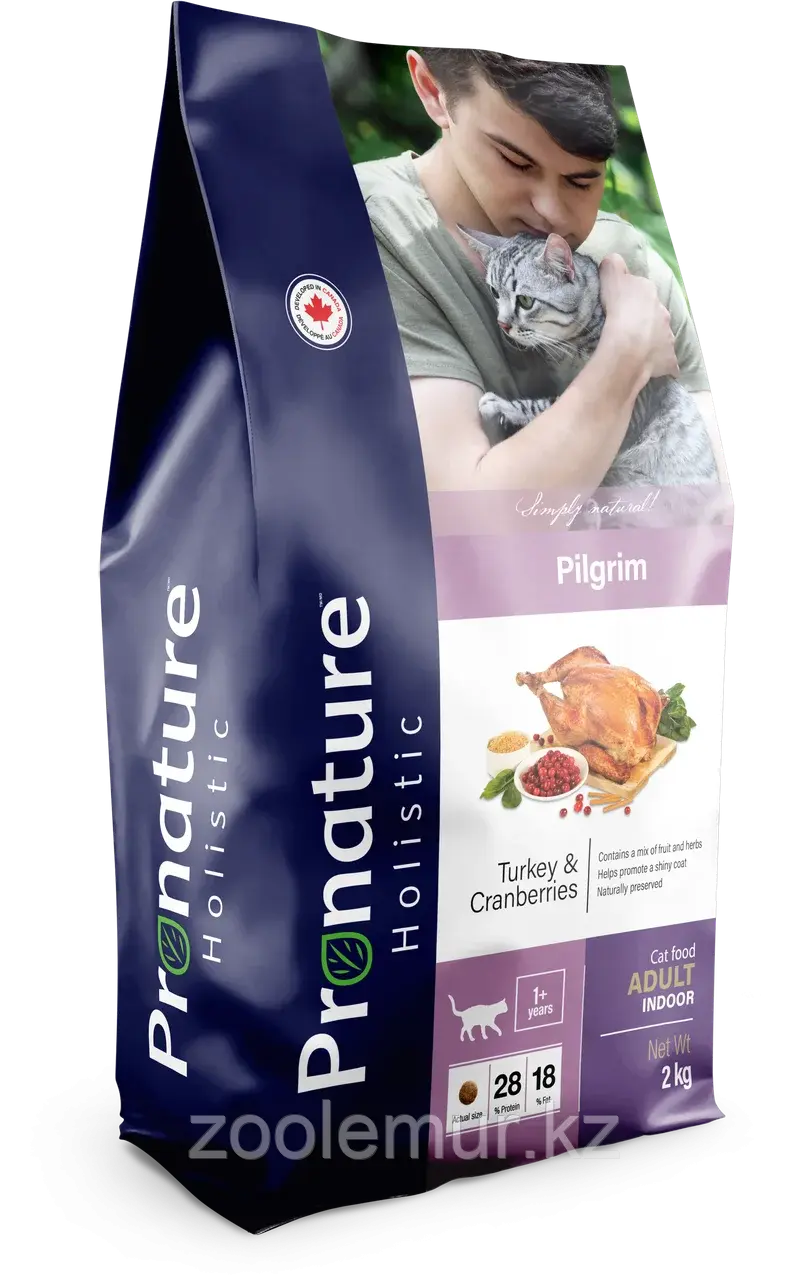 Pronature Holistic Pilgrim ИНДЕЙКА с клюквой для взрослых кошек 2 кг