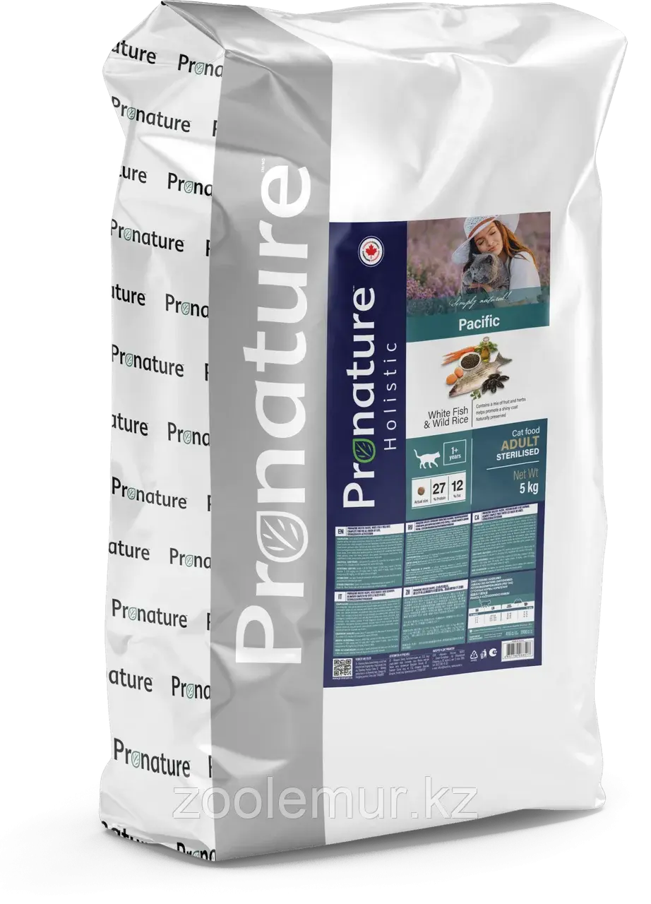 Pronature Holistic Pacific ОКЕАНИЧЕСКАЯ БЕЛАЯ РЫБА с диким рисом для взрослых стерилизованных кошек 5