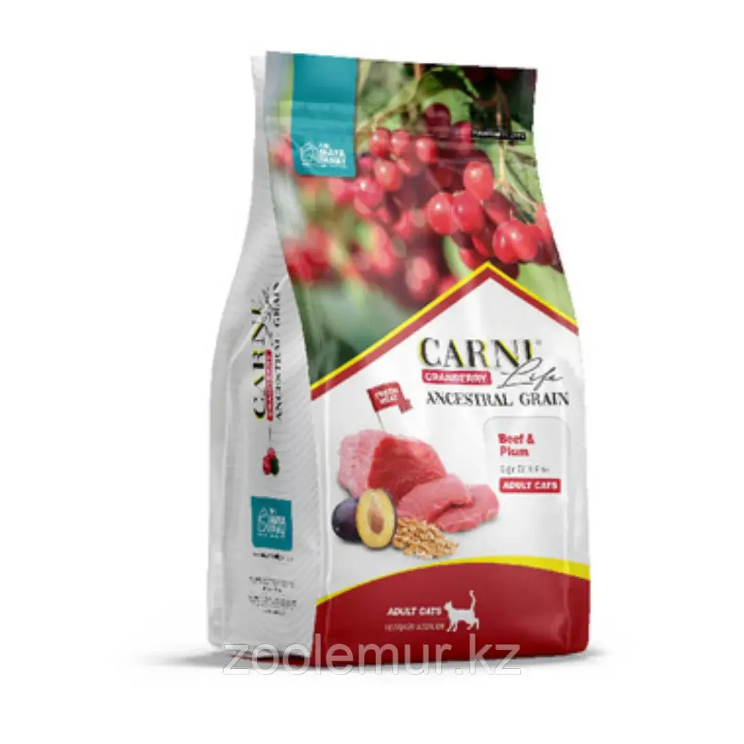 CARNI LIFE Adult Корм для кошек с говядиной, с черносливом и клюквой 400