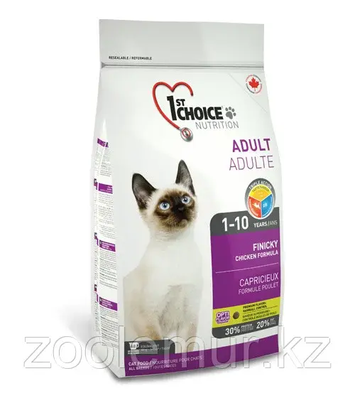 1st Choice Finicky с цыпленком - для привередливых взрослых кошек от 1 года до 10 лет 5.44 кг.