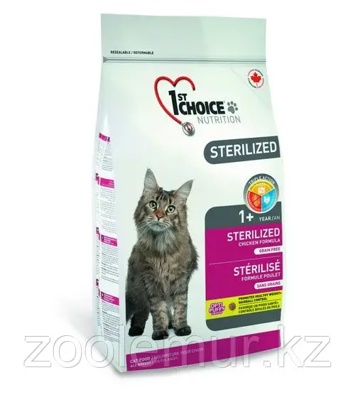 1st Choice Sterilized «Курица с бататом» сухой корм для стерилизованных взрослых кошек 5 кг.