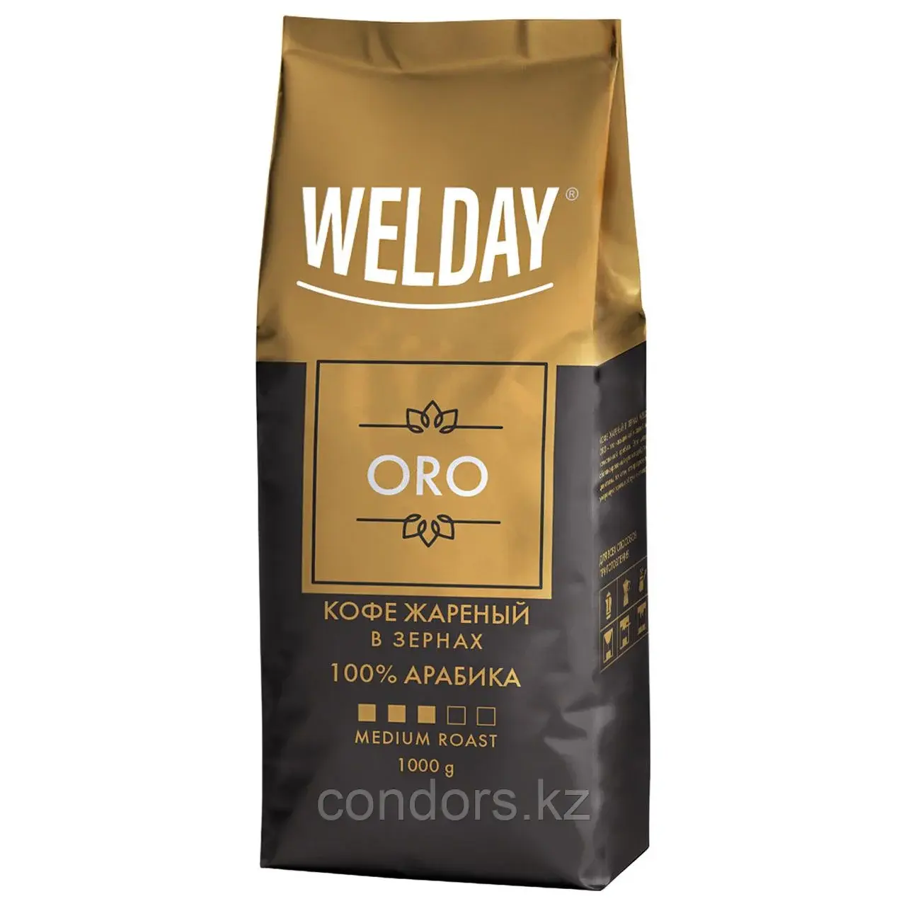 Кофе в зернах WELDAY (ВЭЛДЭЙ) "ORO" 1 кг, арабика 100%, БРАЗИЛИЯ, 622410 Код: 622410