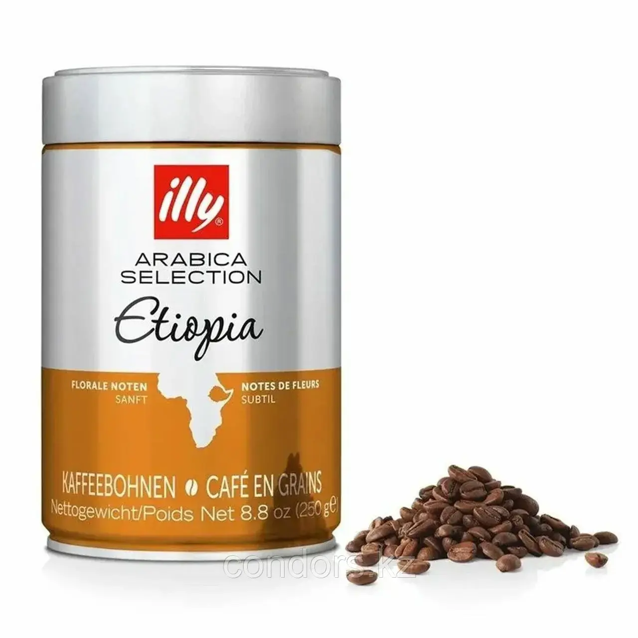 Кофе в зернах ILLY "Etiopia" ИТАЛИЯ, 250 г, в жестяной банке, арабика 100%, ИТАЛИЯ, 7004 Код: 7004