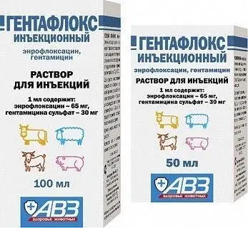 Гентафлокс 100 мл ( ДВ - Энрофлоксацин, Гентамицин )