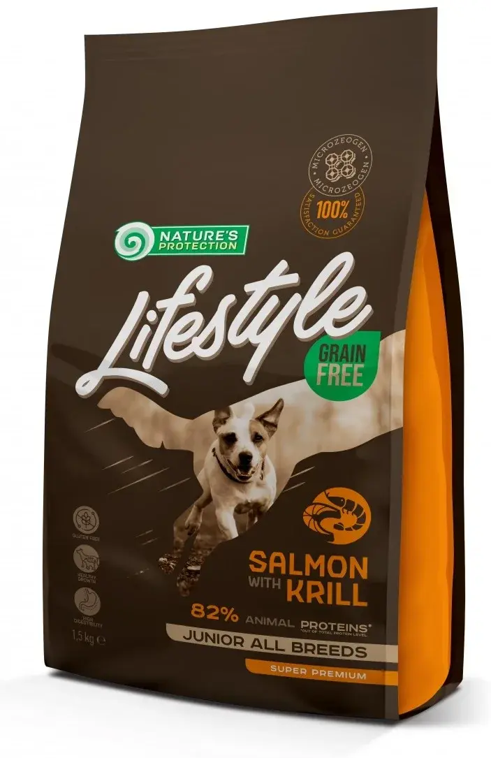 Корм для собак Nature's Protection Lifestyle Grain Free Junior Salmon with Krill, 1.5 кг
