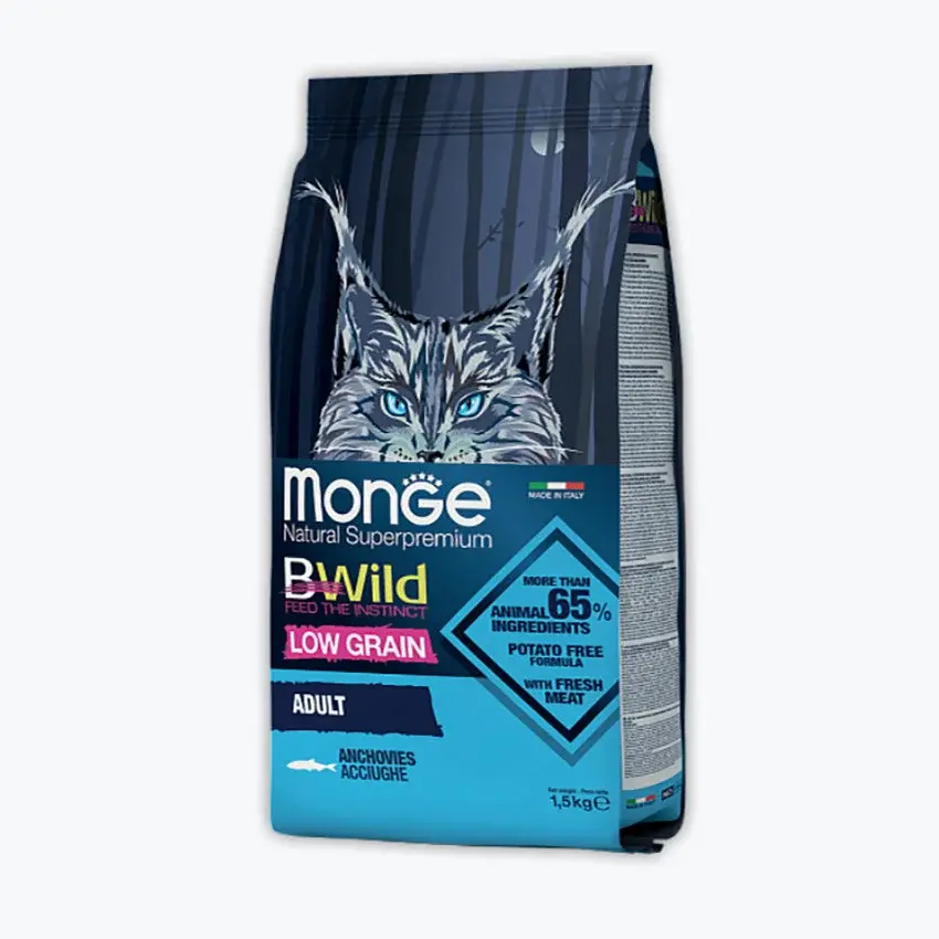 Monge (Монже) Cat BWild Low Grain из анчоуса для кошек, 1,5 кг