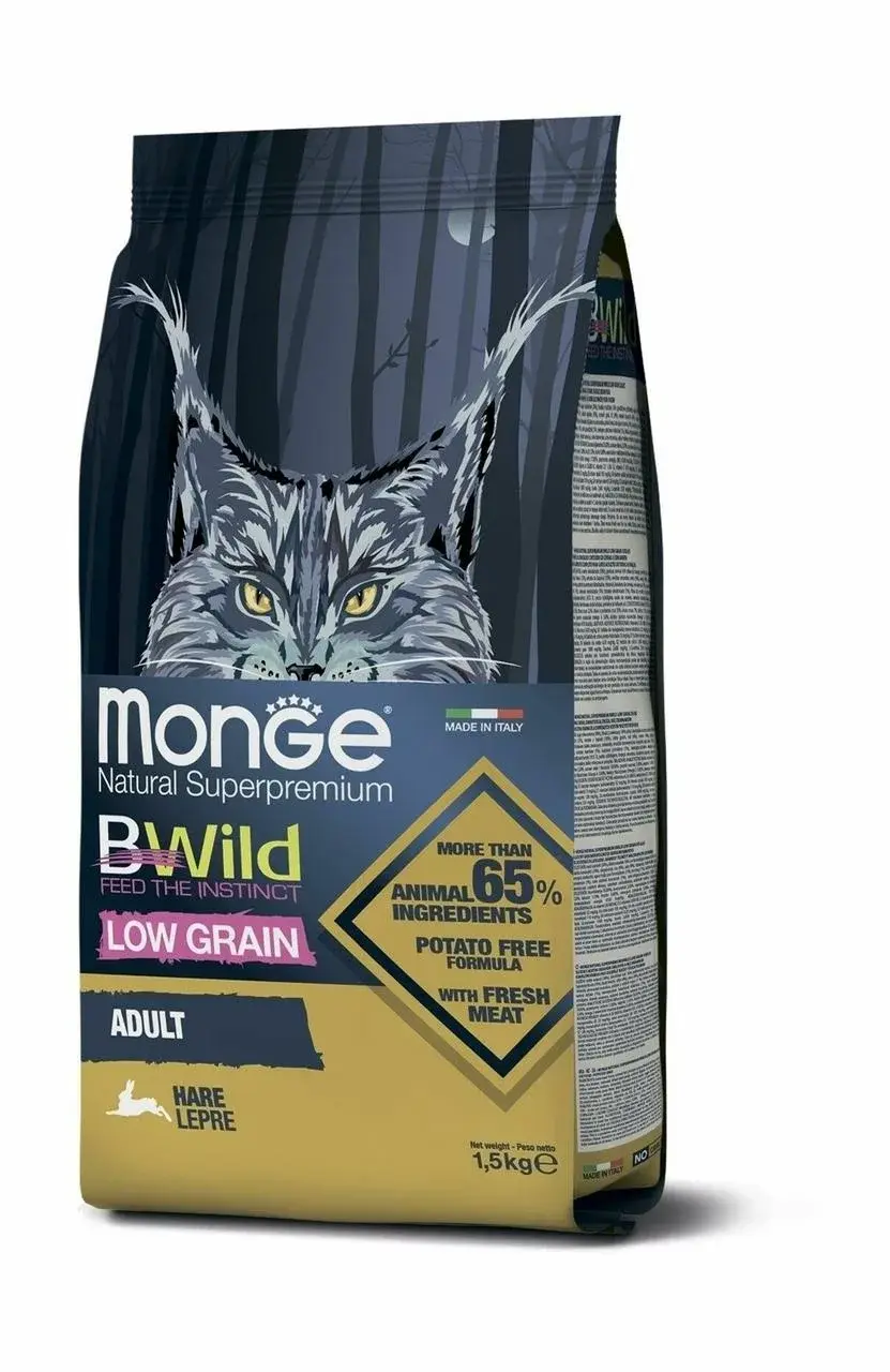 Monge BWild Корм для кошек с мясом зайца, 1,5 кг