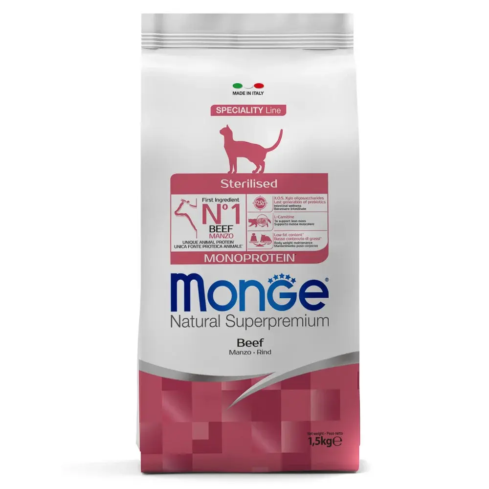 Monge (Монже) Корм для стерилизованных кошек с говядиной, 1,5 кг