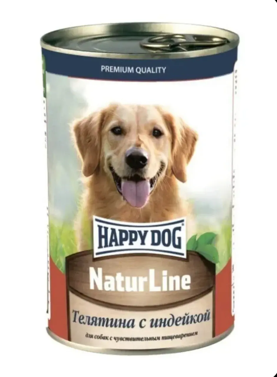 HAPPY DOG Консервы для собак, телятина с индейкой, 410 г